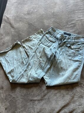 Aeropostale Light Blue Low-Rise Cargo Pocket Jeans